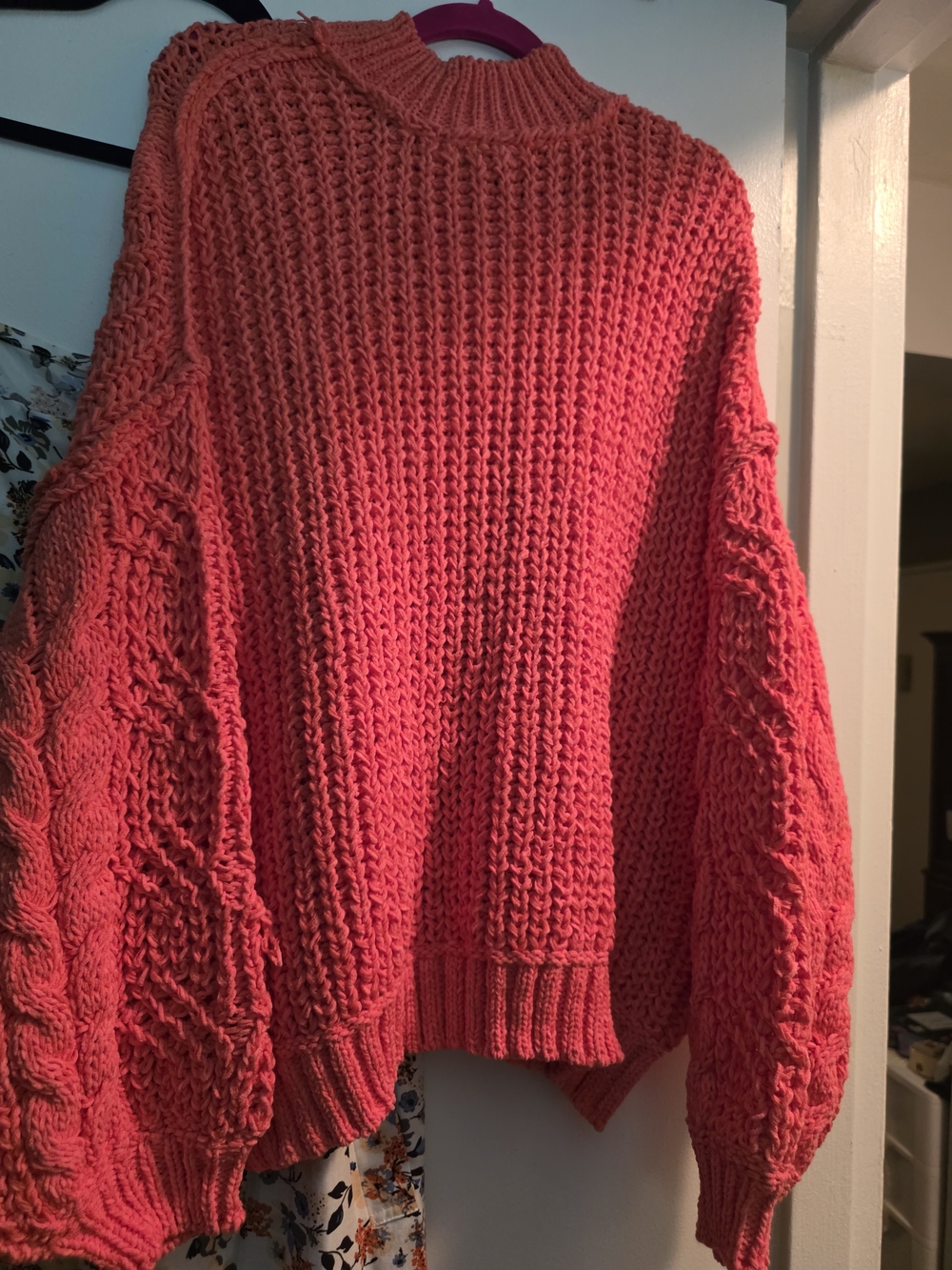 POL Cable Knit  Orange/Coral Sweater....  New